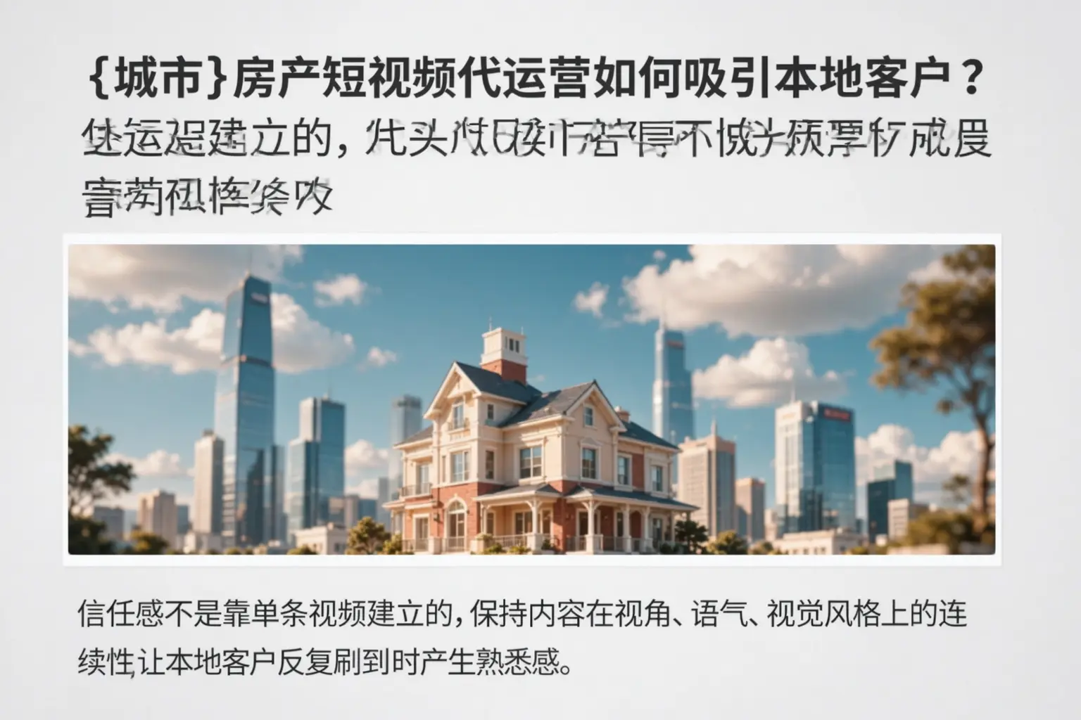集安房产短视频代运营如何吸引本地客户?